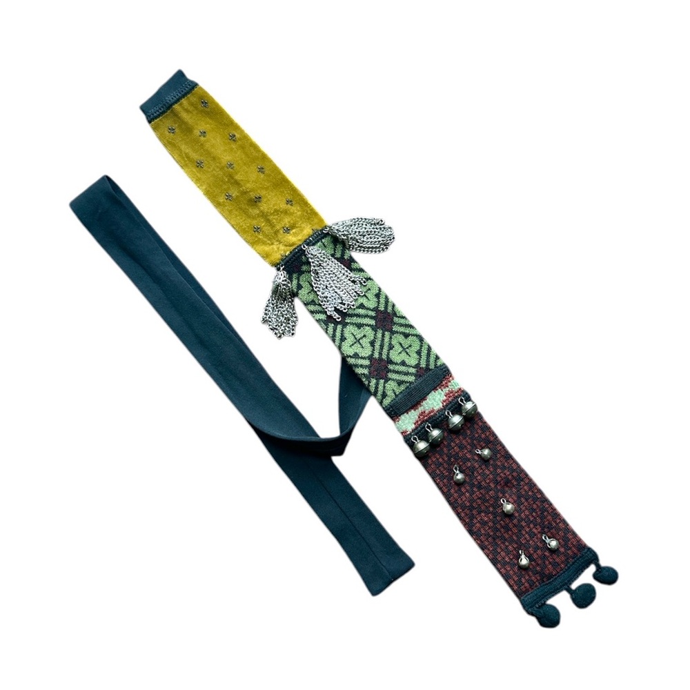 Rare Vintage Jean Paul Gaultier Tribal Bells Slim Square Tie